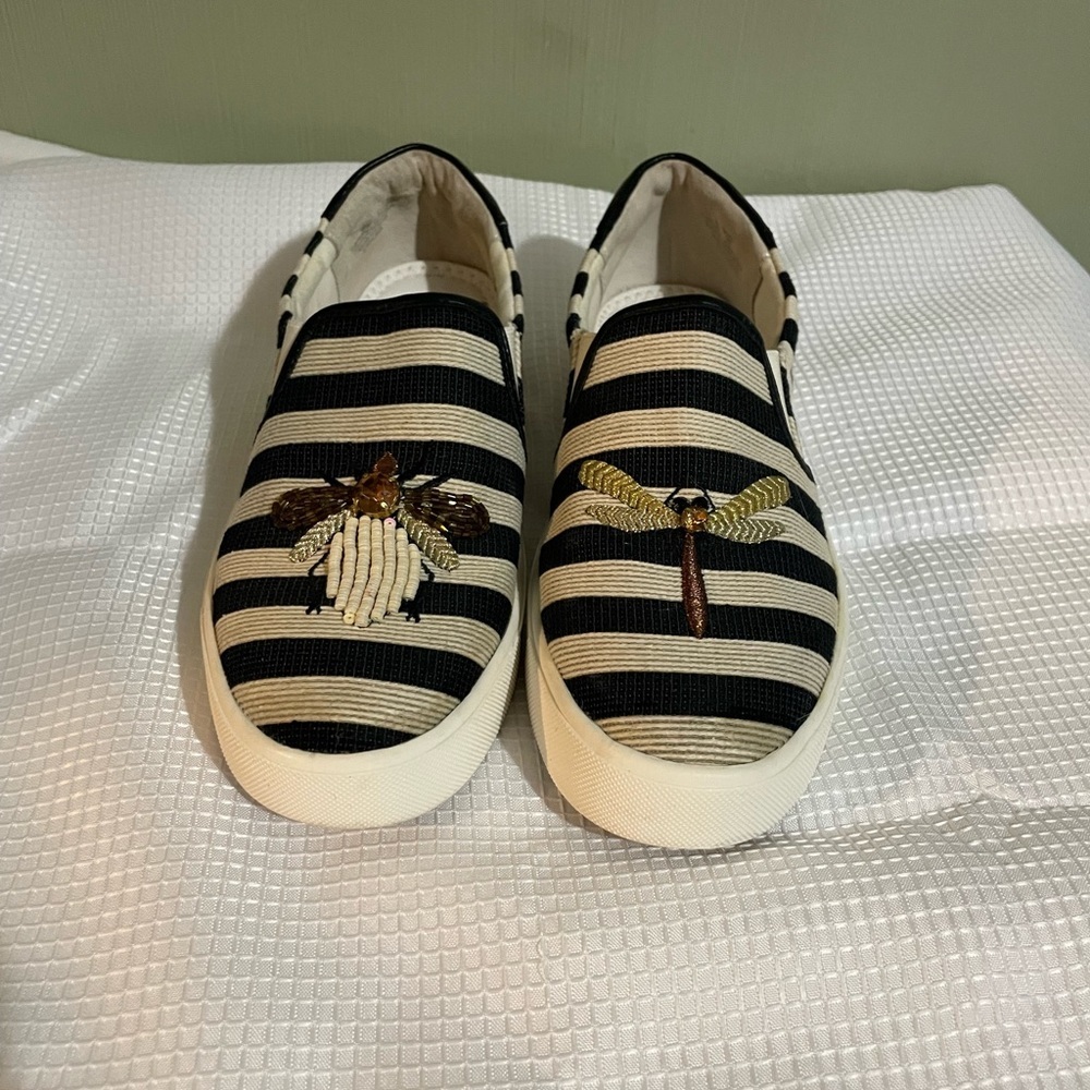 SAM Black and White Striped Kids Sneakers